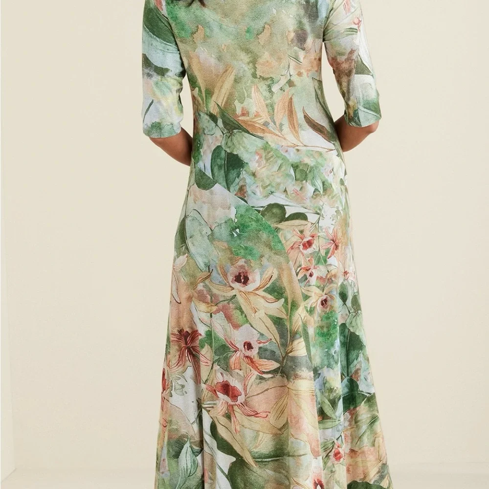 NWT Soft Surroundings Vivienne Dress Green and Pink A-line Maxi Dress - Picture 4 of 10